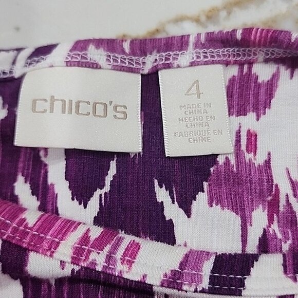 Chico's purple; Pink & white asymmetrical hem Stretchy short sleeve top, 2XL - Picture 4 of 7